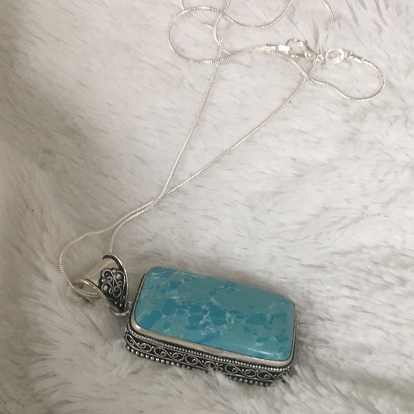 Jewelry - SILVER CARIBBEAN LARIMAR PENDANT AND 18” NECKLACE